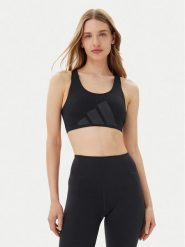 Adidas Biustonosz sportowy Powerimpact HIIT JI9964 Czarny Slim Fit. Czarne koszulki sportowe Adidas, bez wzorów, z syntetyku, bez ramiączek, na fitness i siłownię. Za 229.99 zł.