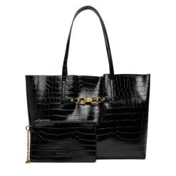 Torebka Just Cavalli. Czarne shopper Just Cavalli, bez wzorów, bez dodatków. Za 639.99 zł.