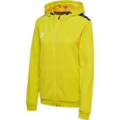 Damska poliestrowa bluza dresowa zapinana na zamek z kapturem Hummel Authentic. Żółte bluzy Hummel, bez wzorów, z dresówki, z kapturem. Za 281.00 zł.