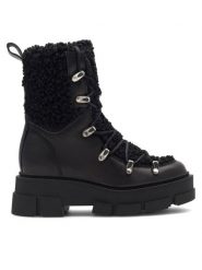 Badura Botki FUNCHAL-2603 Czarny. Czarne botki Badura, bez wzorów, ze skóry, bez obcasa, na słupku, bez zapięcia. Za 449.99 zł.