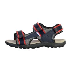 Sandały GEOX JR SANDAL STRADA A Czerwony. Czerwone sandały Geox, bez wzorów, ze skóry, bez obcasa, bez zapięcia. Za 152.99 zł.