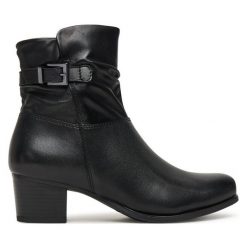 Botki Caprice. Czarne botki Caprice, bez wzorów, bez obcasa, na słupku, bez zapięcia. Za 589.99 zł.