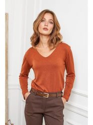 Joséfine Wełniany sweter "Abi" w kolorze rdzawoczerwonym rozmiar: S. Pomarańczowe swetry Joséfine, s, bez wzorów, z wełny, bez ramiączek. Za 139.87 zł.
