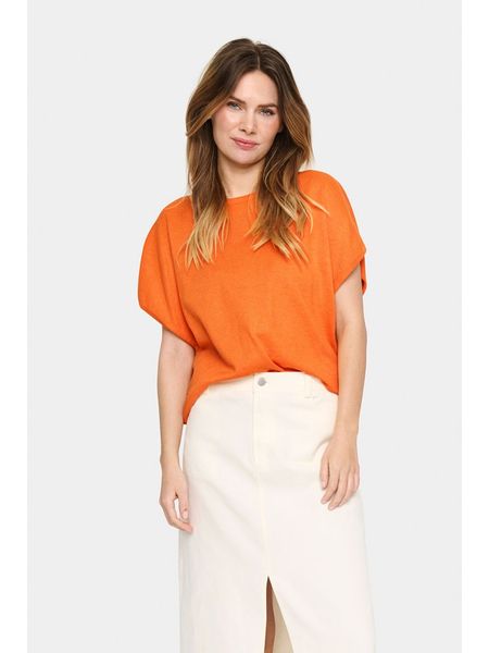 SAINT TROPEZ Sweter "Mila" w kolorze pomarańczowym rozmiar: L. Pomarańczowe swetry Saint Tropez, l, bez wzorów, bez ramiączek. Za 78.66 zł.