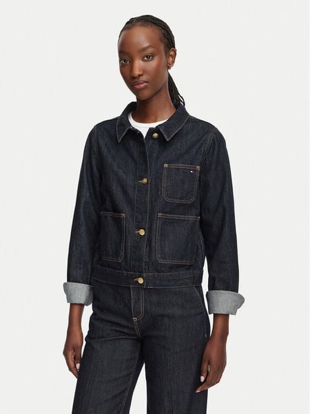 Tommy Hilfiger Kurtka jeansowa Lady WW0WW50002 Granatowy Regular Fit. Niebieskie kurtki TOMMY HILFIGER, l, bez wzorów, z bawełny, bez kaptura. Za 473.99 zł.