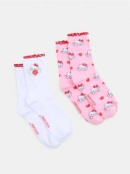 Długie skarpety 2 pack Hello Kitty - wielobarwny. Skarpety Sinsay, bez wzorów. Za 12.99 zł.