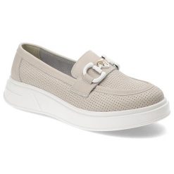 Beżowe Mokasyny S.Barski Eleganckie Obuwie Damskie. Brązowe mokasyny S.BARSKI, bez wzorów, z materiału, bez obcasa. Za 178.99 zł.