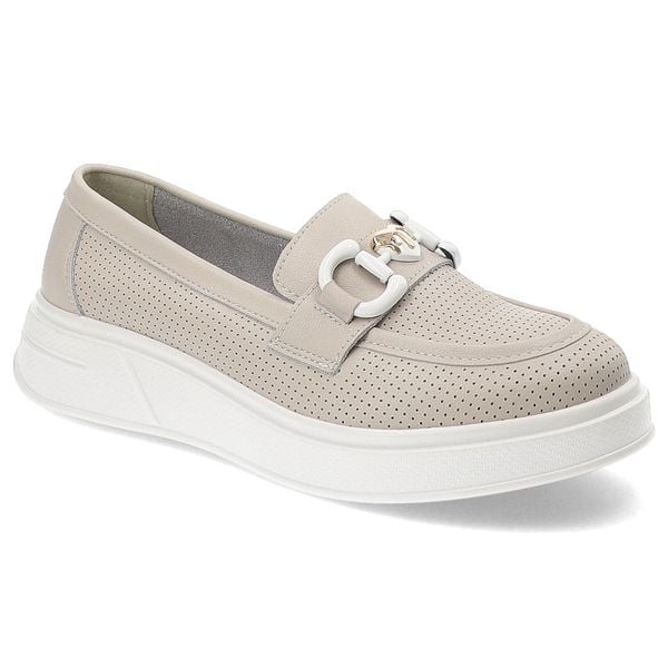 Beżowe Mokasyny S.Barski Eleganckie Obuwie Damskie. Brązowe mokasyny S.BARSKI, bez wzorów, z materiału, bez obcasa. Za 167.99 zł.