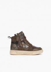 Sneakersy Mustang z wysoką cholewką i zamkiem. Brązowe obuwie sportowe bonprix, przed kolano, bez zapięcia. Za 339.99 zł.