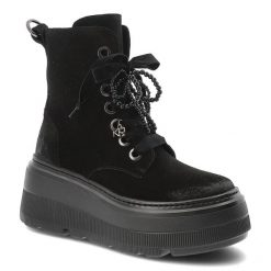 Czarne Botki Karino Stylowe Obuwie Damskie Na Platformie. Czarne botki Karino, bez wzorów, z jeansu, bez obcasa, na platformie, bez zapięcia. Za 586.99 zł.