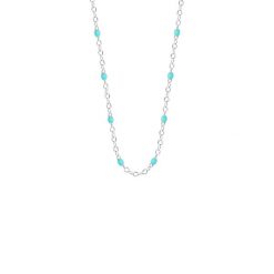 Naszyjnik 42+5 cm, turkusowa emalia, posrebrzany. Szare naszyjniki Lilou, posrebrzane. Za 149.00 zł.