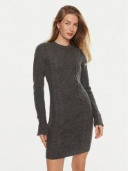 Guess Sukienka dzianinowa Serena W4BK17 Z3HW0 Szary Regular Fit. Szare sukienki Guess, m, z aplikacjami, z dzianiny, bez kołnierzyka, bez ramiączek. Za 309.99 zł.