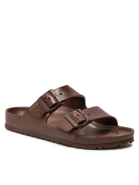 Birkenstock Klapki Arizona EVA 1027402 Brązowy. Brązowe klapki Birkenstock, bez wzorów, z syntetyku, bez obcasa. Za 249.99 zł.