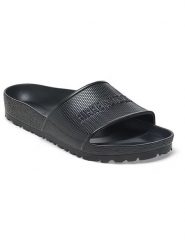 Birkenstock Klapki "Barbados" w kolorze czarnym rozmiar: 35. Czarne klapki Birkenstock, bez wzorów, z otwartym noskiem, bez obcasa. Za 171.28 zł.