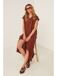 Joséfine Sukienka "Kalel" w kolorze brązowym rozmiar: XL. Brązowe sukienki Joséfine, xl, bez wzorów, bez kołnierzyka, bez ramiączek, maxi. Za 180.49 zł.