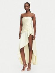 Bardot Sukienka koktajlowa Lorenza 59266DB Beżowy jasny Slim Fit. Brązowe sukienki Bardot, bez wzorów, z wiskozy, wizytowe, bez kołnierzyka, bez ramiączek. Za 729.99 zł.