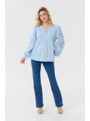 Kaffe Bluzka w kolorze błękitnym rozmiar: 46. Niebieskie bluzki Kaffe, bez wzorów, z bawełny, bez kołnierzyka, bez ramiączek. Za 82.83 zł.