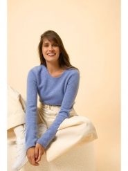 Just Cashmere Kaszmirowy sweter "Joyce" w kolorze błękitnym rozmiar: M. Niebieskie swetry Just Cashmere, m, bez wzorów, z kaszmiru, bez ramiączek. Za 507.95 zł.