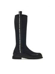 LOVE MOSCHINO Kozaki JA26103G1PIM400A Czarny. Czarne kozaki Love Moschino, z materiału, bez obcasa, na płaskiej podeszwie, bez zapięcia. Za 1,099.00 zł.