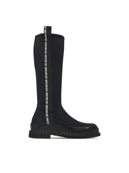 LOVE MOSCHINO Kozaki JA26103G1PIM400A Czarny. Czarne kozaki Love Moschino, z materiału, bez obcasa, na płaskiej podeszwie, bez zapięcia. Za 1,099.00 zł.