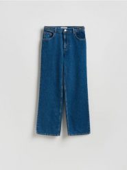 Jeansy straight ze średnim stanem - granatowy. Niebieskie jeansy Reserved, bez wzorów. Za 179.99 zł.