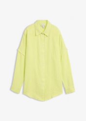 Koszula oversize z przewiewnego muślinu. Zielone koszule bonprix, bez wzorów, z bawełny, bez kołnierzyka, bez ramiączek. Za 59.99 zł.