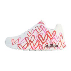 Buty sportowe Sneakersy damskie, Skechers Uno-Spread The Love. Białe obuwie sportowe Skechers, z materiału, bez zapięcia, trekkingowe, Skechers Sport. Za 324.00 zł.