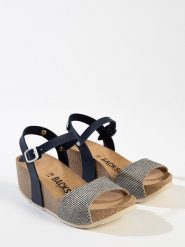 BACKSUN Sandały "Hongkong" w kolorze granatowo-szarym na koturnie rozmiar: 38. Niebieskie sandały Backsun, bez wzorów, z materiału, z otwartym noskiem, bez obcasa, na koturnie, bez zapięcia. Za 154.07 zł.