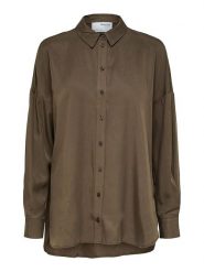 SELECTED FEMME Koszula "Sanni" - Relaxed fit - w kolorze brązowym rozmiar: 34. Brązowe koszule Selected Femme, bez wzorów, z lyocellu, bez kołnierzyka, bez ramiączek. Za 114.71 zł.