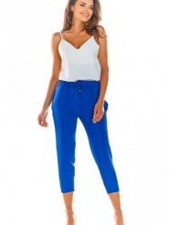 Spodnie Damskie Model A306 Blue - awama. Niebieskie spodnie materiałowe Awama, na co dzień, l, bez wzorów, z elastanu, plus size. Za 254.00 zł.