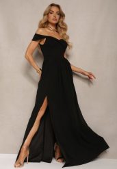 Czarna Elegancka Długa Sukienka Hiszpanka Wykończona Rozcięciem na Dole Idelia. Czarne sukienki Renee, na lato, l, bez wzorów, z materiału, eleganckie, bez kołnierzyka, bez ramiączek, maxi. Za 144.99 zł.