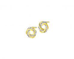Kolczyki z żółtego złota z diamentami - 0,05 ct - próba 585. Żółte kolczyki Apart, z diamentem, złote. W wyprzedaży za 1,673.00 zł.