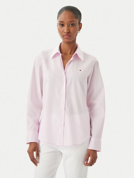 Tommy Hilfiger Koszula WW0WW47169 Różowy Regular Fit. Czerwone koszule TOMMY HILFIGER, bez wzorów, z bawełny, biznesowe, bez kołnierzyka, bez ramiączek. Za 234.99 zł.