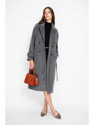 ASSUILI Płaszcz przejściowy w kolorze szarym rozmiar: 38. Szare płaszcze Assuili, bez wzorów, z tkaniny, bez kaptura. Za 461.21 zł.