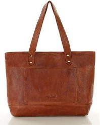 Torebka skórzana shopper damski z przegródkami - MARCO MAZZINI camelowy brąz. Shopper bez wzorów, ze skóry, bez dodatków. Za 468.99 zł.