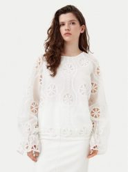 BARDOT Bluzka 59731TB Biały Regular Fit. Białe bluzki Bardot, bez wzorów, z syntetyku, bez kołnierzyka, bez ramiączek. Za 399.99 zł.