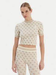 Guess T-Shirt V5BP07 K2000 Beżowy Slim Fit. Brązowe t-shirty Guess, l, z aplikacjami, z syntetyku, bez kołnierzyka, bez ramiączek. Za 139.99 zł.