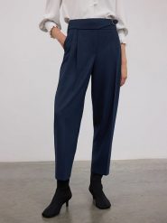 BGN Spodnie w kolorze granatowym rozmiar: 36. Niebieskie spodnie materiałowe BGN, na imprezę, bez wzorów, z materiału, z podwyższonym stanem. Za 131.12 zł.