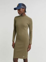 G-Star Sukienka dzianinowa w kolorze khaki rozmiar: XXL. Brązowe sukienki G-Star, xxl, bez wzorów, z dzianiny, retro, bez kołnierzyka, bez ramiączek, midi. Za 149.66 zł.