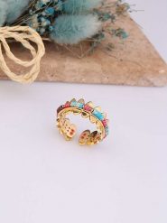 Charlize Pozłacany pierścionek z turkusami rozmiar: onesize. Różowe pierścionki Charlize, z turkusem, pozłacane. Za 86.99 zł.