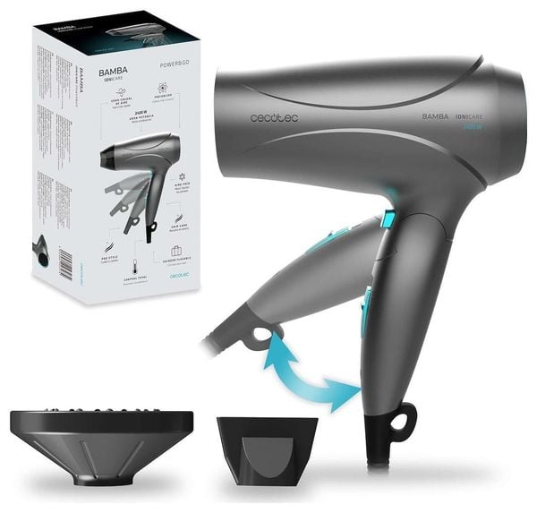 Cecotec IoniCare Power&Go czarny. Suszarki do włosów Cecotec. Za 78.90 zł.