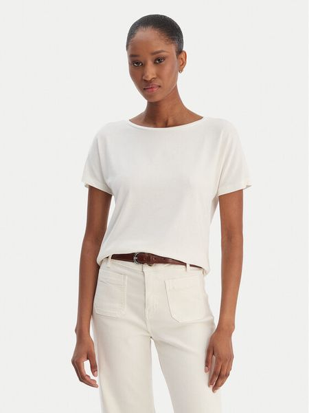 Marella T-Shirt Fervida 2615971021 Écru Regular Fit. T-shirty Marella, l, bez wzorów, z wiskozy, bez kołnierzyka, bez ramiączek. Za 199.99 zł.