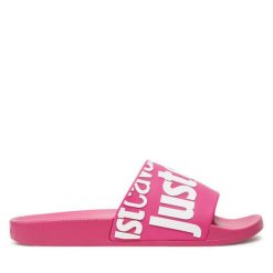 Klapki Just Cavalli. Czerwone klapki Just Cavalli, bez wzorów, bez obcasa. Za 169.99 zł.