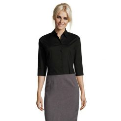 Bluzka Damska Z Elastycznym Rękawem 3/4. Czarne bluzki SOL'S, l, bez wzorów, casualowe, bez kołnierzyka, bez ramiączek. Za 142.99 zł.