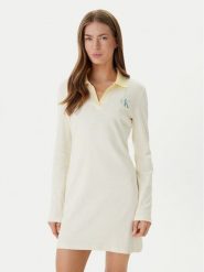 Calvin Klein Jeans Sukienka codzienna Monologo LV047F839G Żółty Regular Fit. Żółte sukienki Calvin Klein Jeans, na co dzień, l, bez wzorów, z bawełny, bez kołnierzyka, bez ramiączek, proste. Za 369.99 zł.