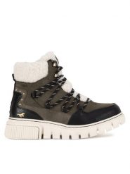 Mustang Botki 1502-602 Khaki. Brązowe botki Mustang, bez wzorów, z materiału, bez obcasa, na płaskiej podeszwie, bez zapięcia. Za 369.99 zł.