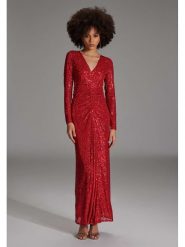 SWING Sukienka w kolorze czerwonym rozmiar: 44. Czerwone sukienki Swing, bez wzorów, bez kołnierzyka, bez ramiączek, maxi. Za 344.54 zł.