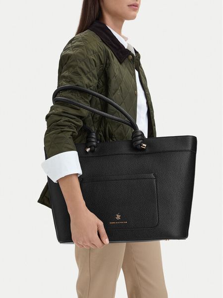 Beverly Hills Polo Club Torebka EO-BHPC-C-016-10 Czarny. Czarne shopper Beverly Hills Polo Club, bez wzorów, ze skóry, bez dodatków. Za 299.99 zł.