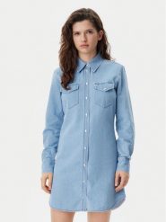 Tommy Jeans Sukienka jeansowa DW0DW20111 Niebieski Regular Fit. Niebieskie sukienki Tommy Jeans, s, bez wzorów, z bawełny, bez kołnierzyka, bez ramiączek. Za 249.99 zł.