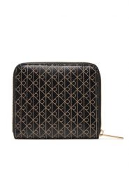 Calvin Klein Mały Portfel Damski Emblem Aop Square Zip Around LV04F1089G Czarny. Czarne portfele Calvin Klein, bez wzorów, ze skóry. Za 299.99 zł.